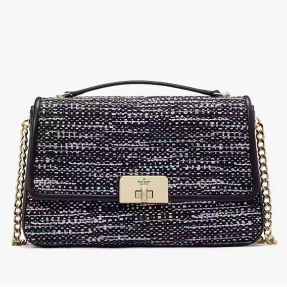 NWT - Kate Spade - Carey Tweed Medium Flap Shoulder Bag - Picture 1 of 5